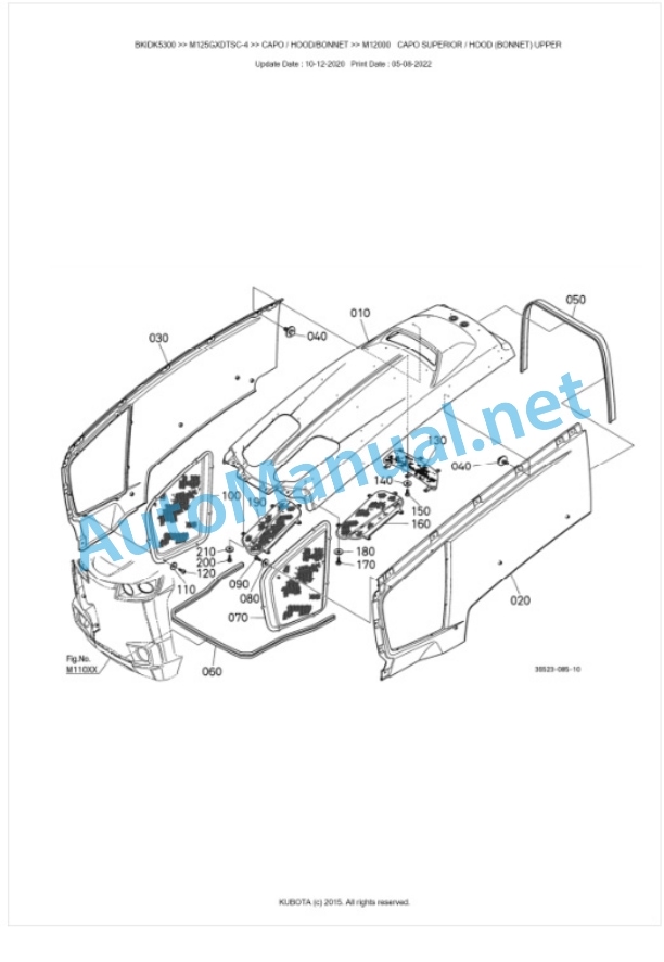 Kubota M115GX-4, M125GX-4 Parts Manual PDF BKIDK5300-5