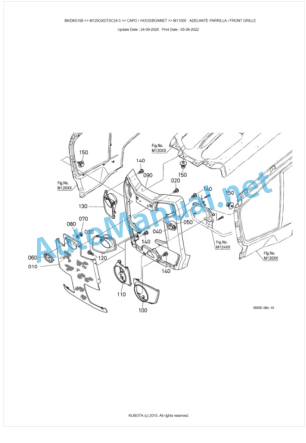 Kubota M125GX-3 Parts Manual PDF BKIDK5158-5