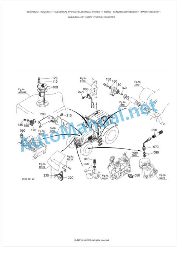 Kubota M125XDT Parts Manual PDF BKIDK0625-2