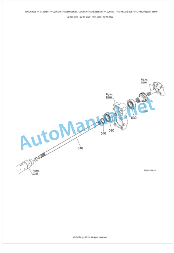 Kubota M125XDT Parts Manual PDF BKIDK0625-3