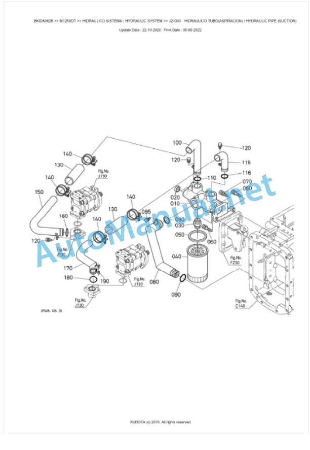 Kubota M125XDT Parts Manual PDF BKIDK0625-4