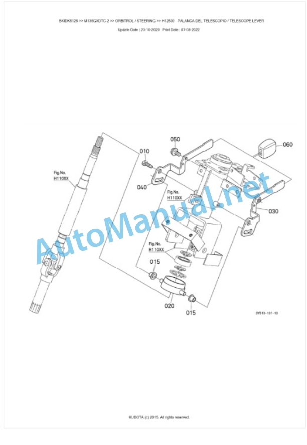 Kubota M128GX-2, M135GX-2 Parts Manual PDF BKIDK5128-4