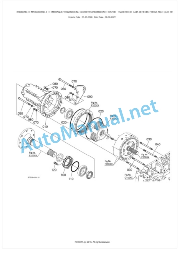 Kubota M128GX-2, M135GX-2 Parts Manual PDF BKIDK5163-3