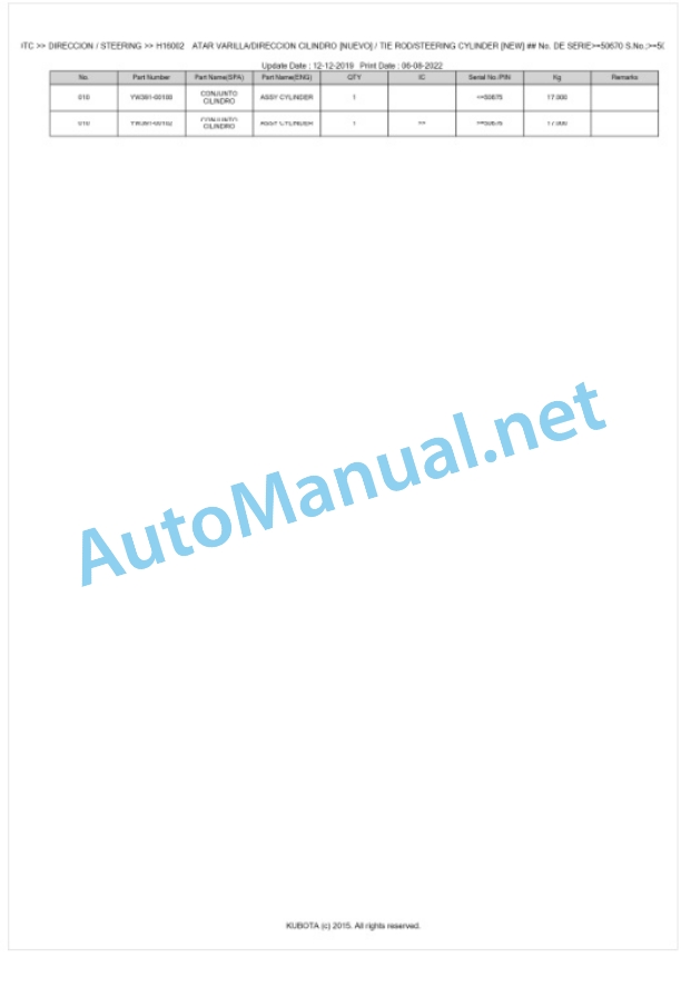 Kubota M130XDTC Parts Manual PDF BKIDK5014-4