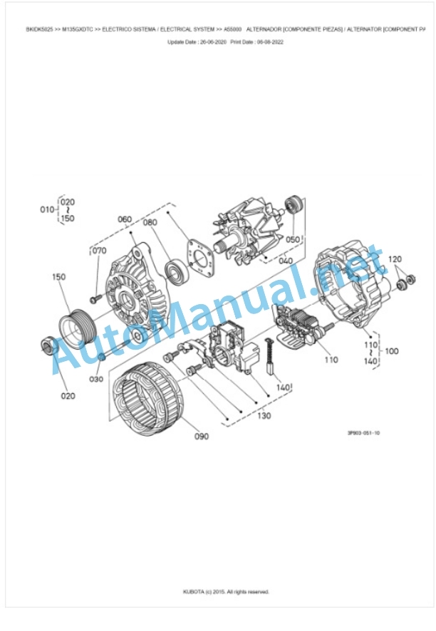 Kubota M135GX Parts Manual PDF BKIDK5025-2