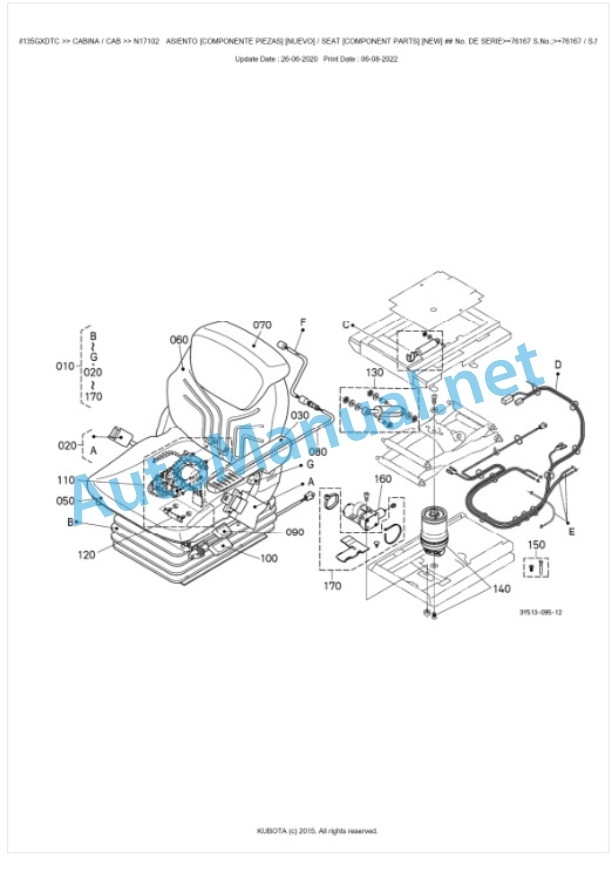 Kubota M135GX Parts Manual PDF BKIDK5025-5