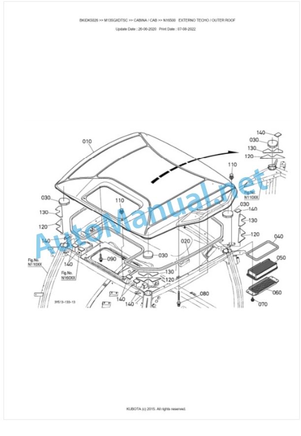 Kubota M135GX Parts Manual PDF BKIDK5026-5