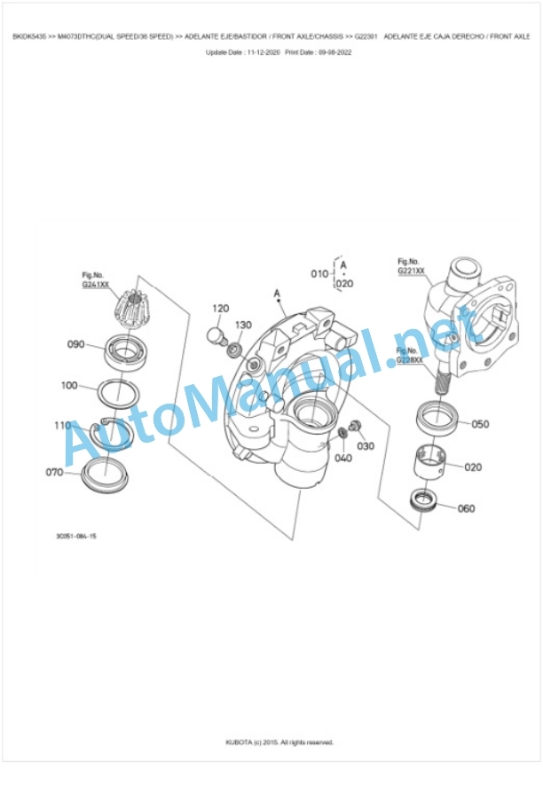 Kubota M4063, M4073 Parts Manual PDF BKIDK5435-4