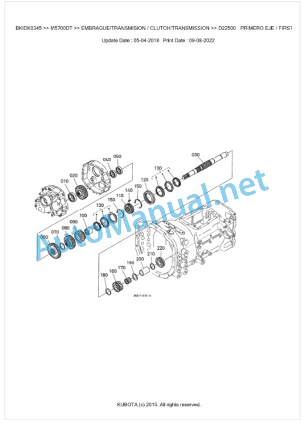 Kubota M4900DT, M5700DT Parts Manual PDF BKIDK0345-3