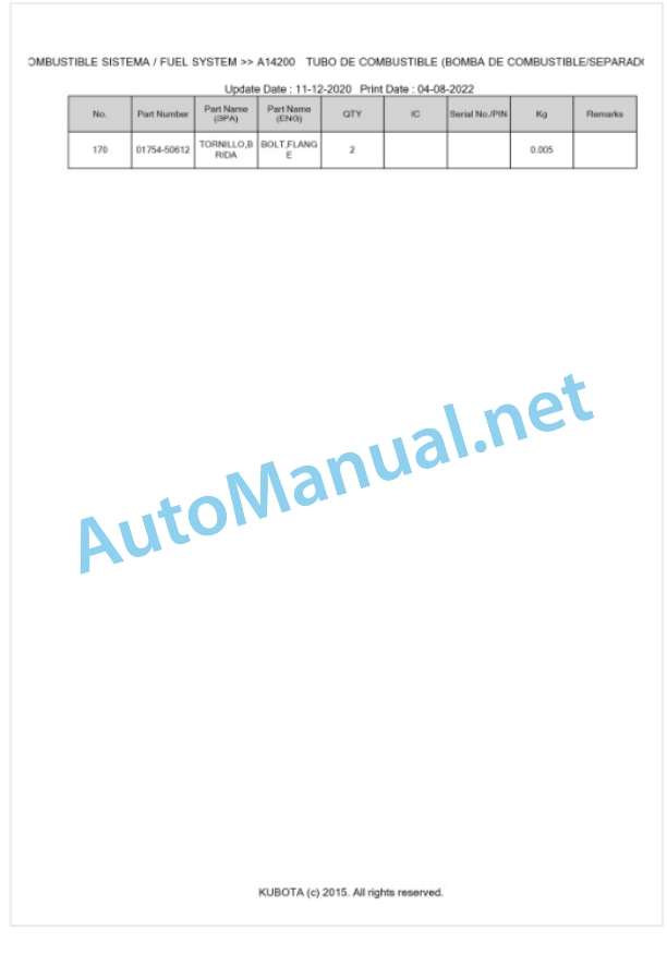 Kubota M5072N Parts Manual PDF BKIDK5428-2