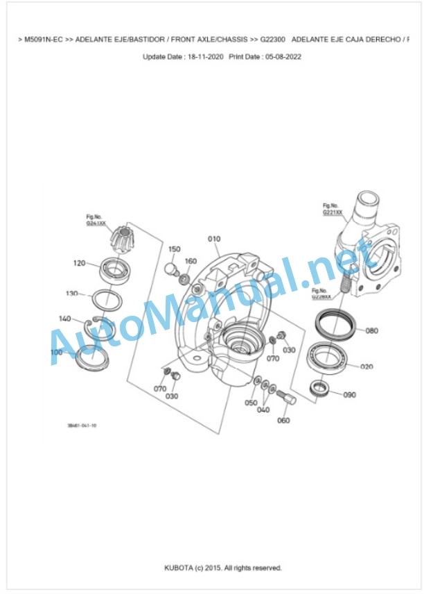 Kubota M5091N, M5101N Parts Manual PDF BKIDK5202-4