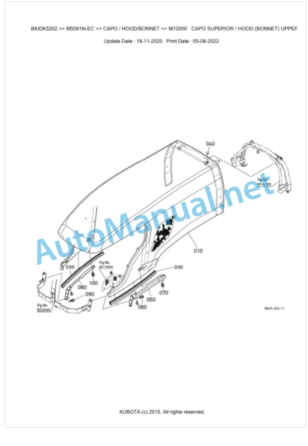 Kubota M5091N, M5101N Parts Manual PDF BKIDK5202-5