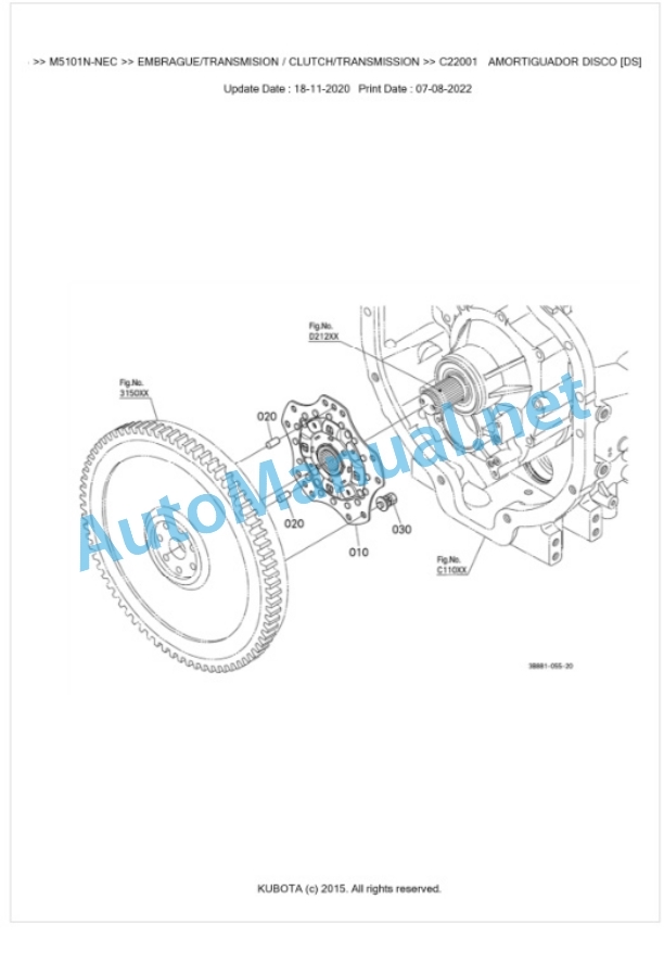 Kubota M5091N, M5101N Parts Manual PDF BKIDK5205-3