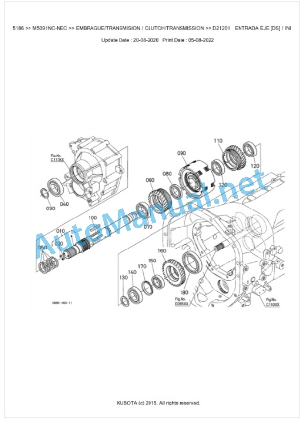 Kubota M5091NC, M5101NC Parts Manual PDF BKIDK5186-3