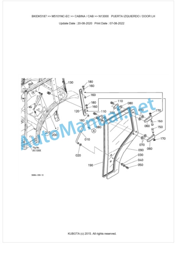 Kubota M5091NC, M5101NC Parts Manual PDF BKIDK5187-5