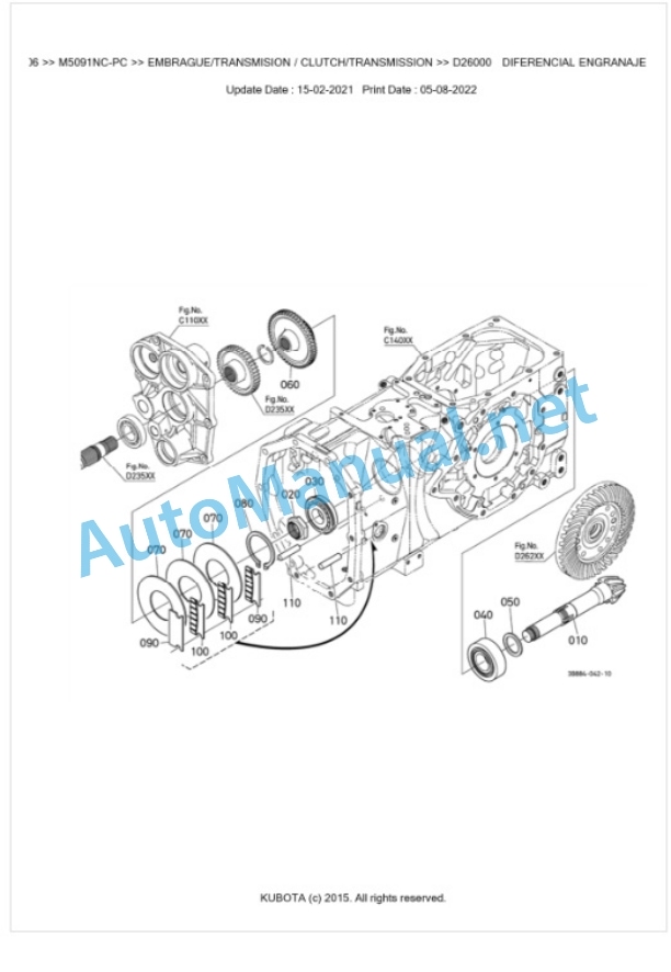 Kubota M5091NC-PC Parts Manual PDF BKIDK5206-3