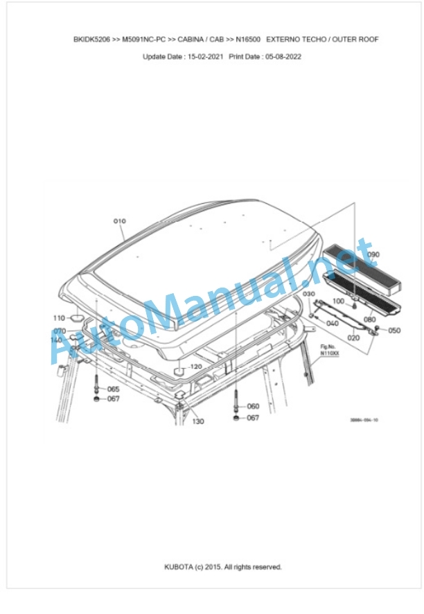 Kubota M5091NC-PC Parts Manual PDF BKIDK5206-5