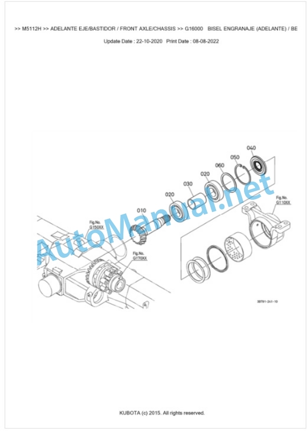 Kubota M5092H, M5112H Parts Manual PDF BKIDK5418-4