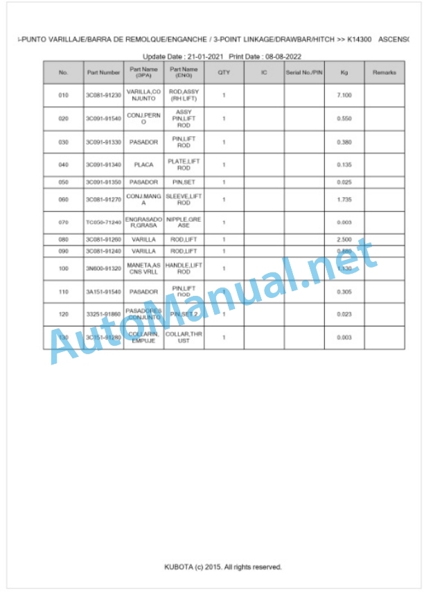 Kubota M5111L Parts Manual PDF BKIDK5383-5