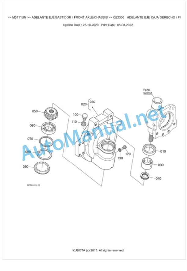 Kubota M5111UN Parts Manual PDF BKIDK5253-4