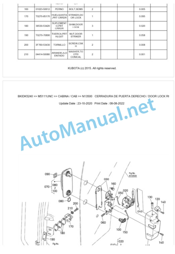 Kubota M5111UNC Parts Manual PDF BKIDK5240-5