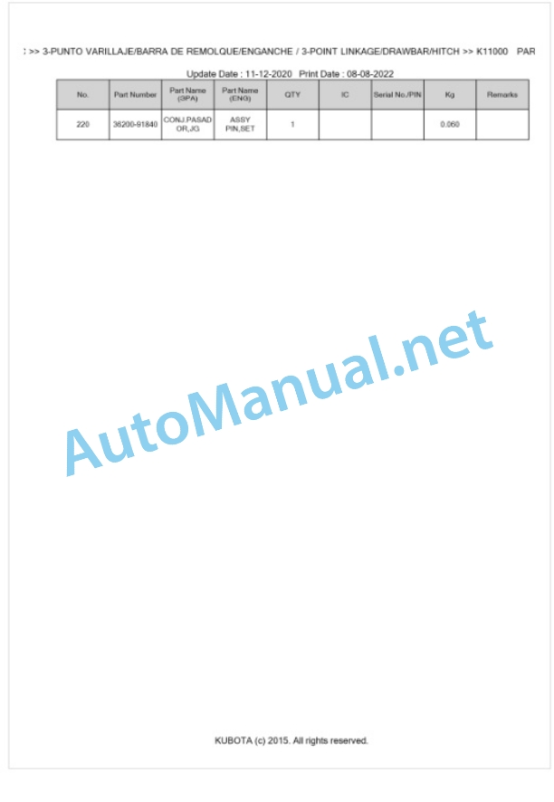 Kubota M5112L Parts Manual PDF BKIDK5436-5