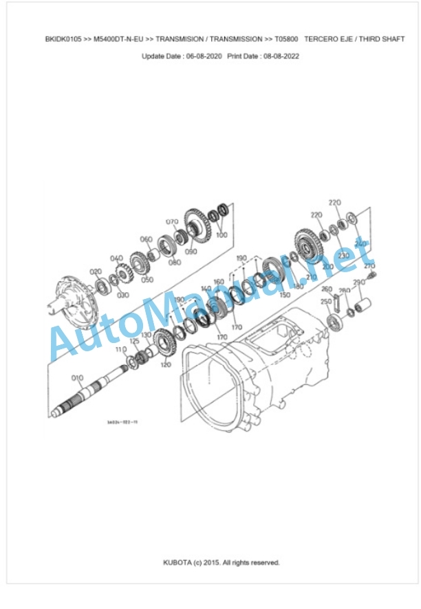 Kubota M5400DT-N-EU Parts Manual PDF BKIDK0105-3