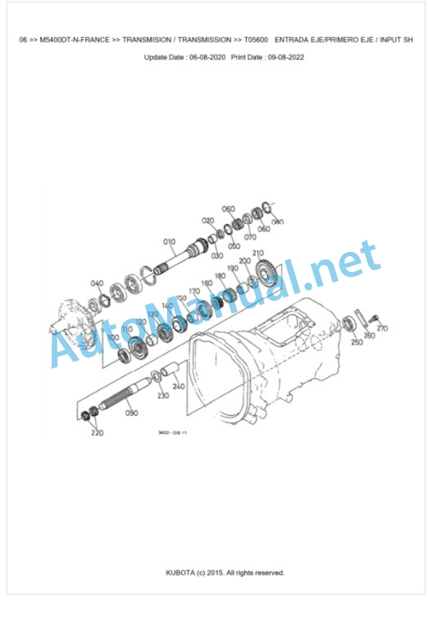 Kubota M5400DT-N-FRANCE Parts Manual PDF BKIDK0106-3