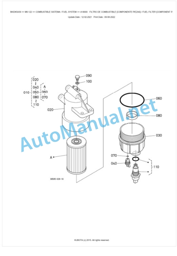 Kubota M6-122, M6-132, M6-142 Parts Manual PDF BKIDK5439-2