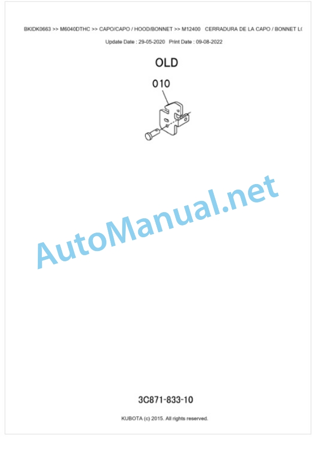 Kubota M6040C, M7040C Parts Manual PDF BKIDK0663-5