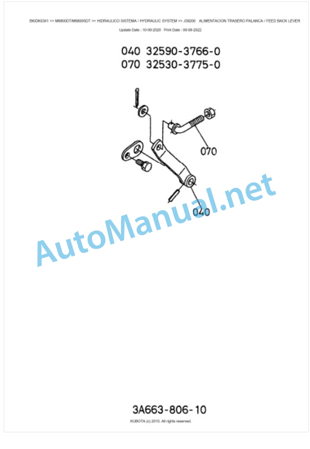 Kubota M6800DT, M6800SDT Parts Manual PDF BKIDK0341-5