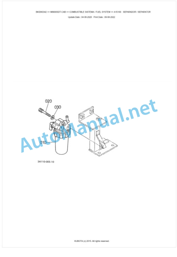 Kubota M6800SDT-CAB Parts Manual PDF BKIDK0342-2