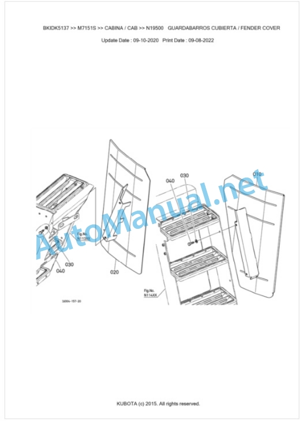 Kubota M7131, M7151, M7171 Parts Manual PDF BKIDK5137-5