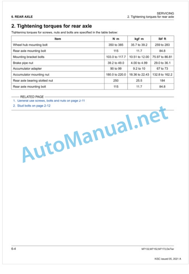 Kubota M7132, M7152, M7172, DeTier Tractor Workshop Manual PDF-3