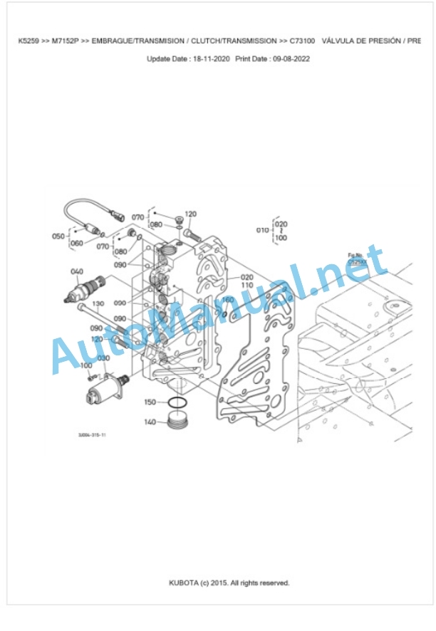 Kubota M7152P Parts Manual PDF BKIDK5259-3