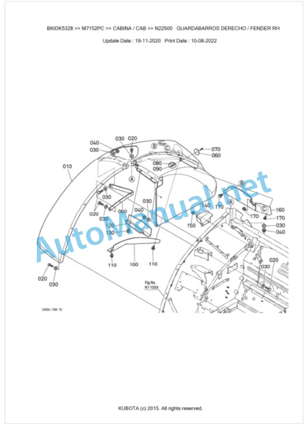 Kubota M7152PC Parts Manual PDF BKIDK5258-5