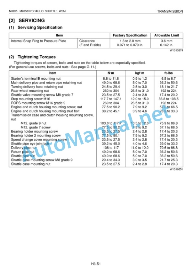 Kubota M8200, M9000 Hydraulic Shuttle Supplement Tractor Workshop Manual PDF-3