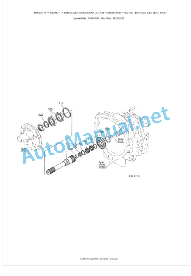 Kubota M8200, M9000 Parts Manual PDF BKIDK0479-3