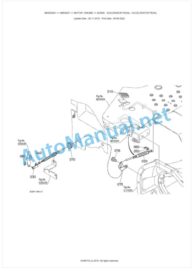 Kubota M8540, M9540 Parts Manual PDF BKIDK5001-2