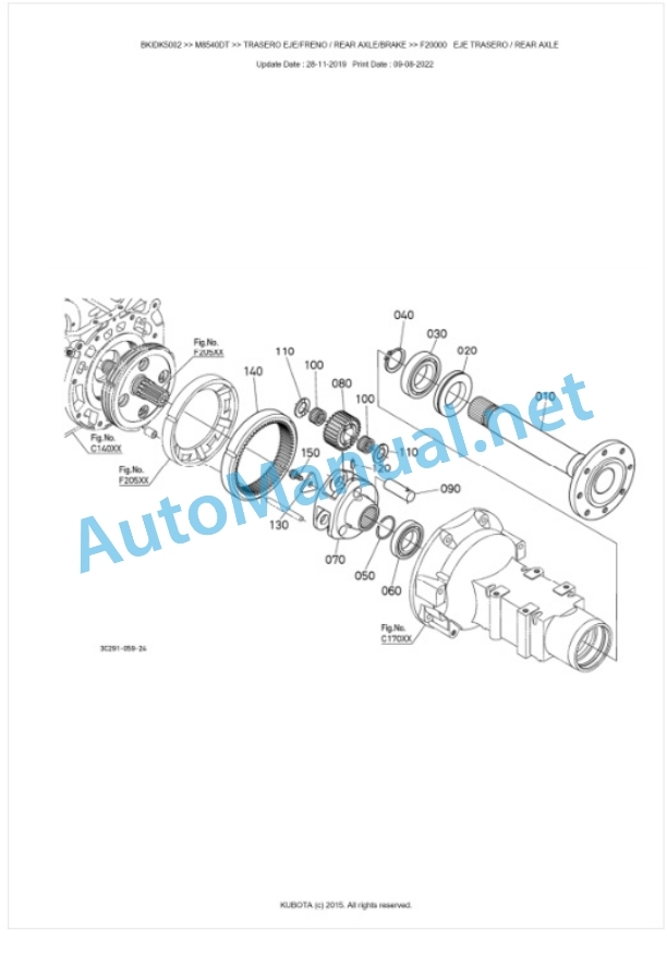 Kubota M8540, M9540 Parts Manual PDF BKIDK5002-4