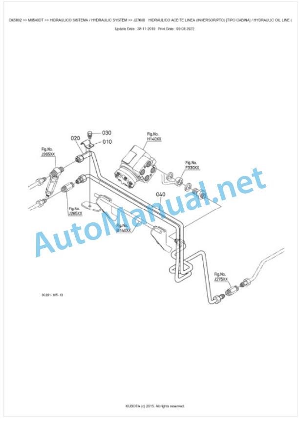 Kubota M8540, M9540 Parts Manual PDF BKIDK5002-5