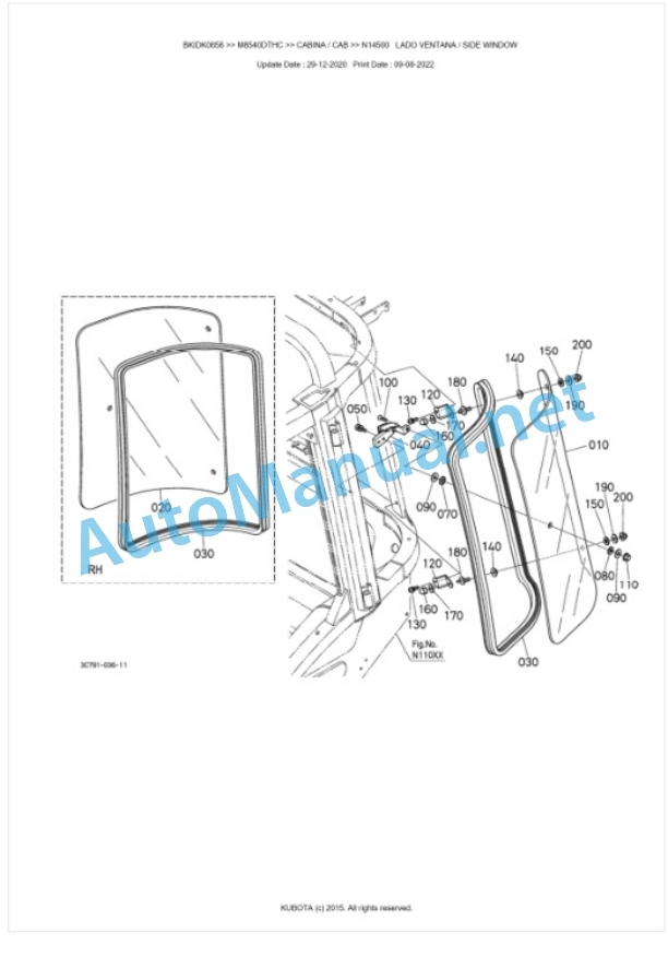 Kubota M8540C, M9540C Parts Manual PDF BKIDK0656-5