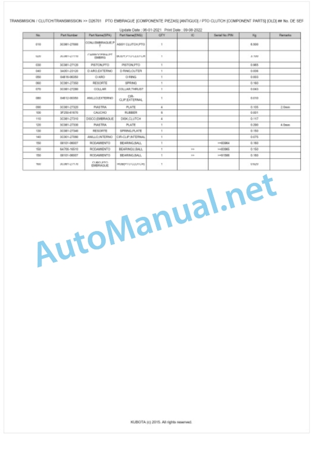 Kubota M8540C, M9540C Parts Manual PDF BKIDK0657-3