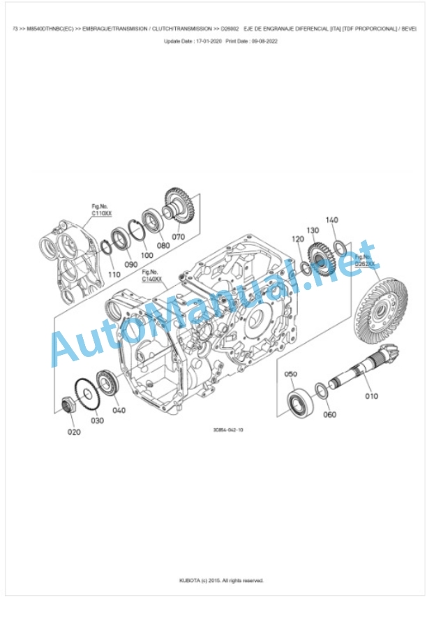 Kubota M8540DTHNBC Parts Manual PDF BKIDK0673-3