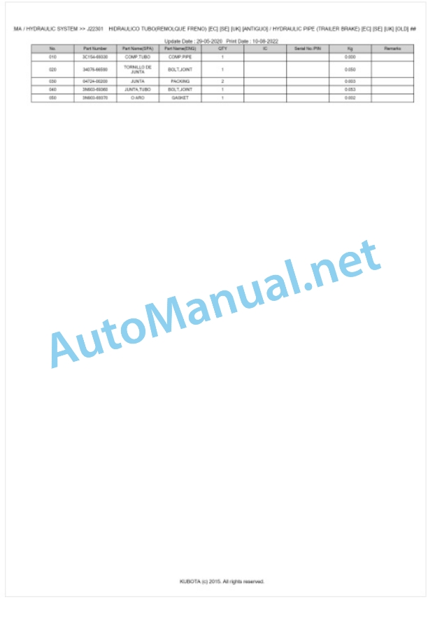 Kubota M8560C Parts Manual PDF BKIDK5036-4