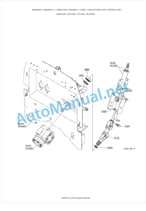 Kubota M9540DTHL Parts Manual PDF BKIDK0660-4