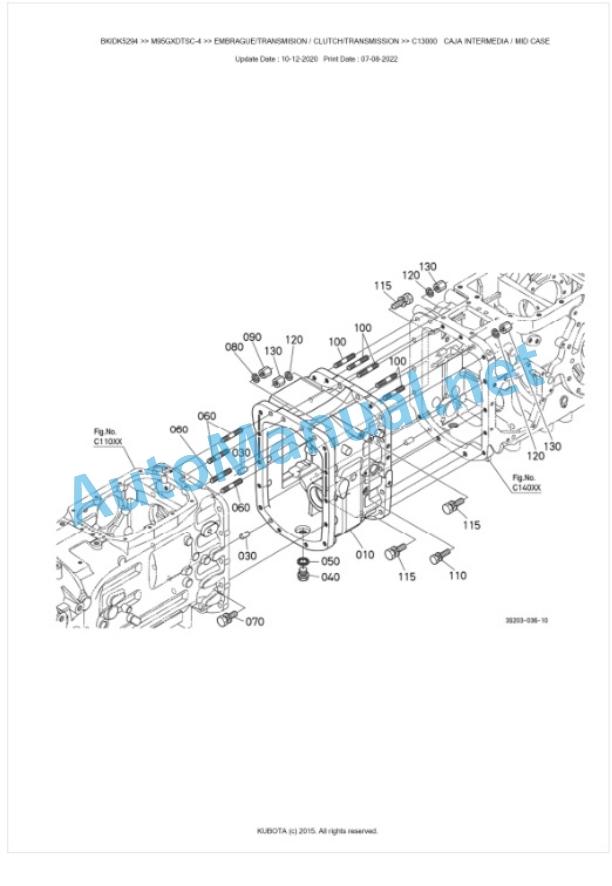 Kubota M95GX-4, M105GX-4 Parts Manual PDF BKIDK5294-3