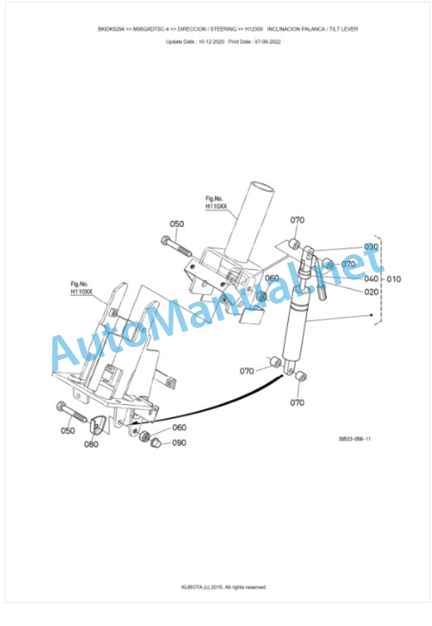 Kubota M95GX-4, M105GX-4 Parts Manual PDF BKIDK5294-4