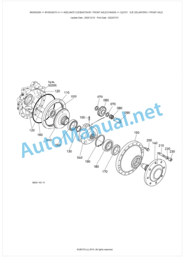 Kubota M95GX-4, M105GX-4 Parts Manual PDF BKIDK5295-4