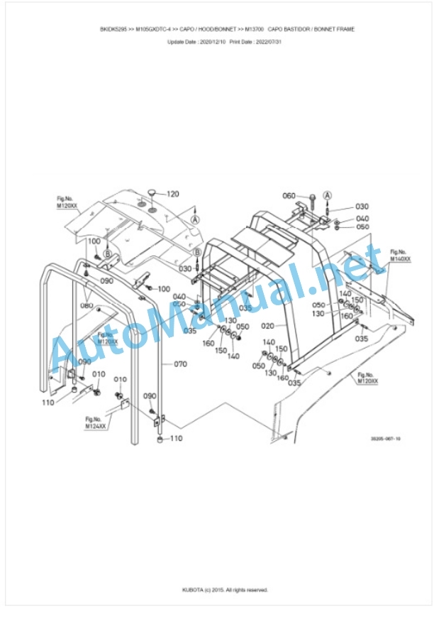 Kubota M95GX-4, M105GX-4 Parts Manual PDF BKIDK5295-5